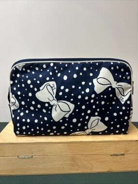 Vintage Christian Dior CD Logo Bow Travel Jewelry Makeup Bag 10x6x3